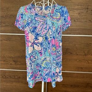 Lilly Pulitzer Bright Floral Short-Sleeve Women's Top in Blue & Pink Sz S